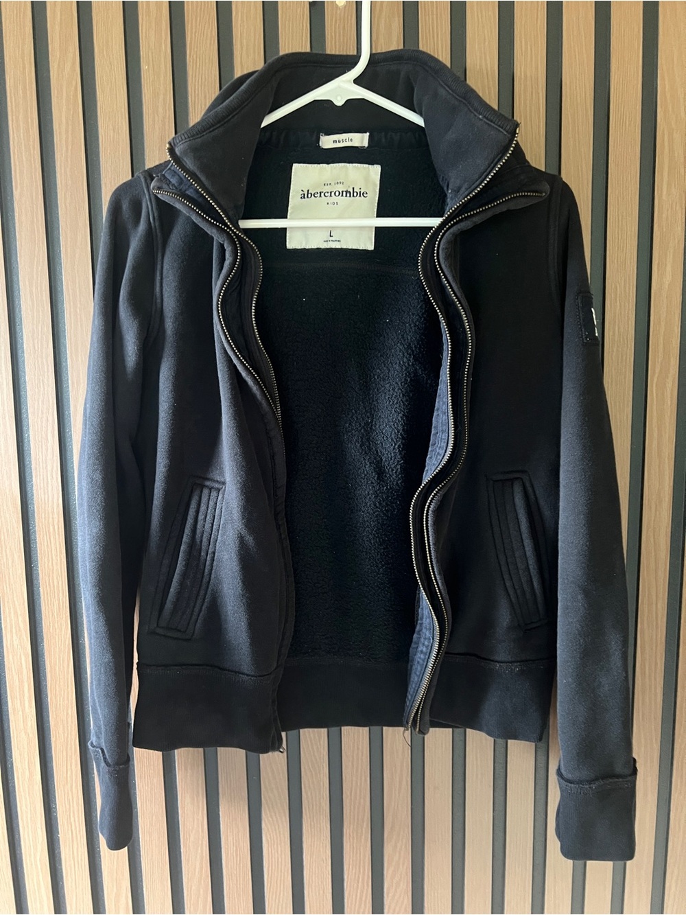 Abercrombie Black Fleece-Lined Bomber Jacket
